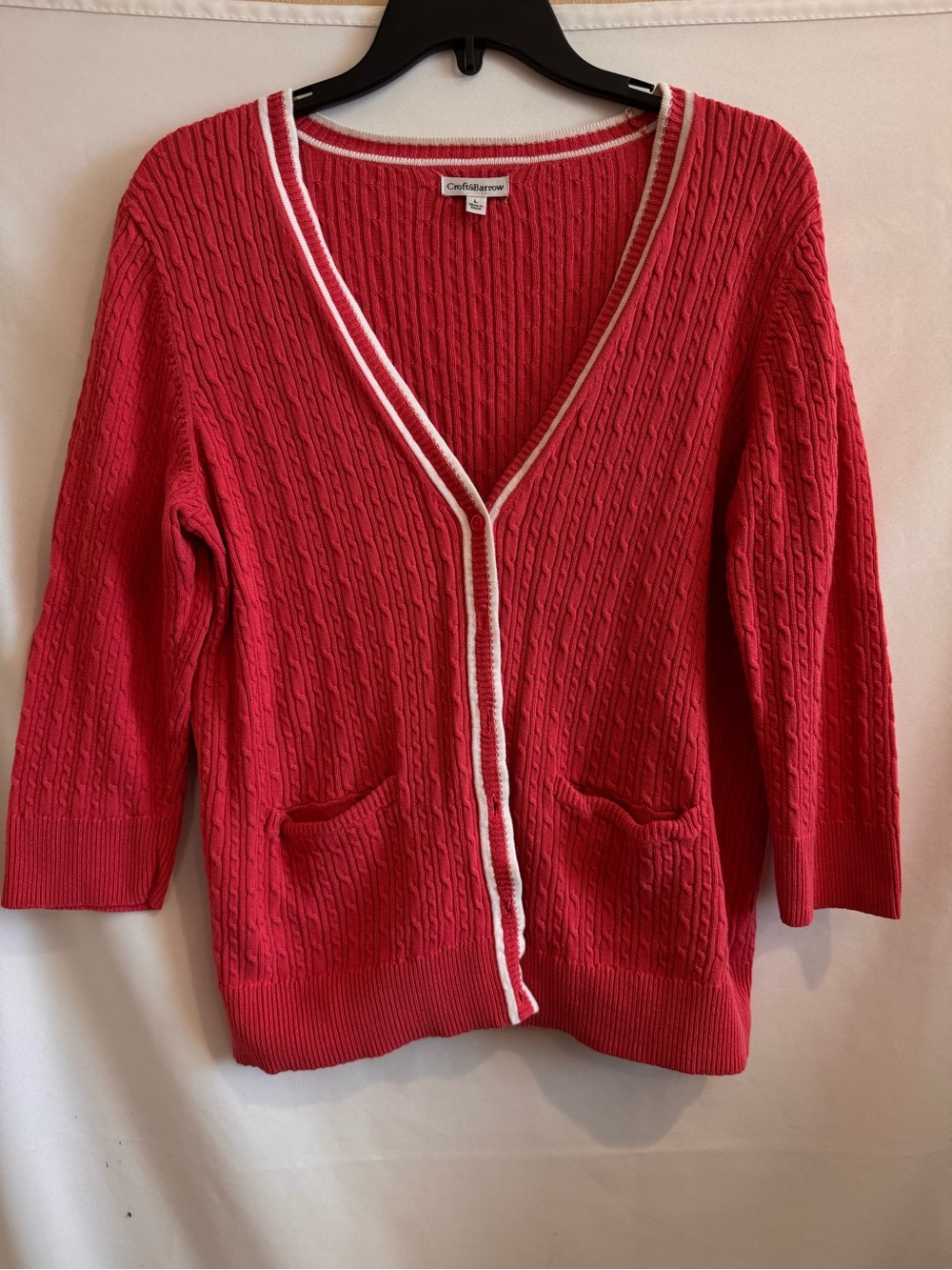 Croft & Barrow Pink Cable-Knit Cardigan